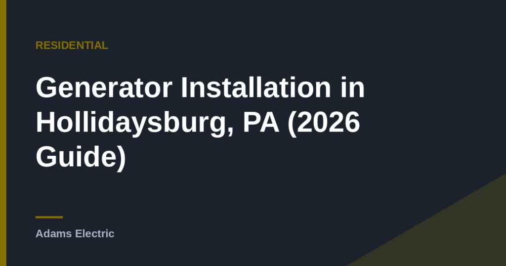 Generator Installation in Hollidaysburg, PA (2026 Guide)